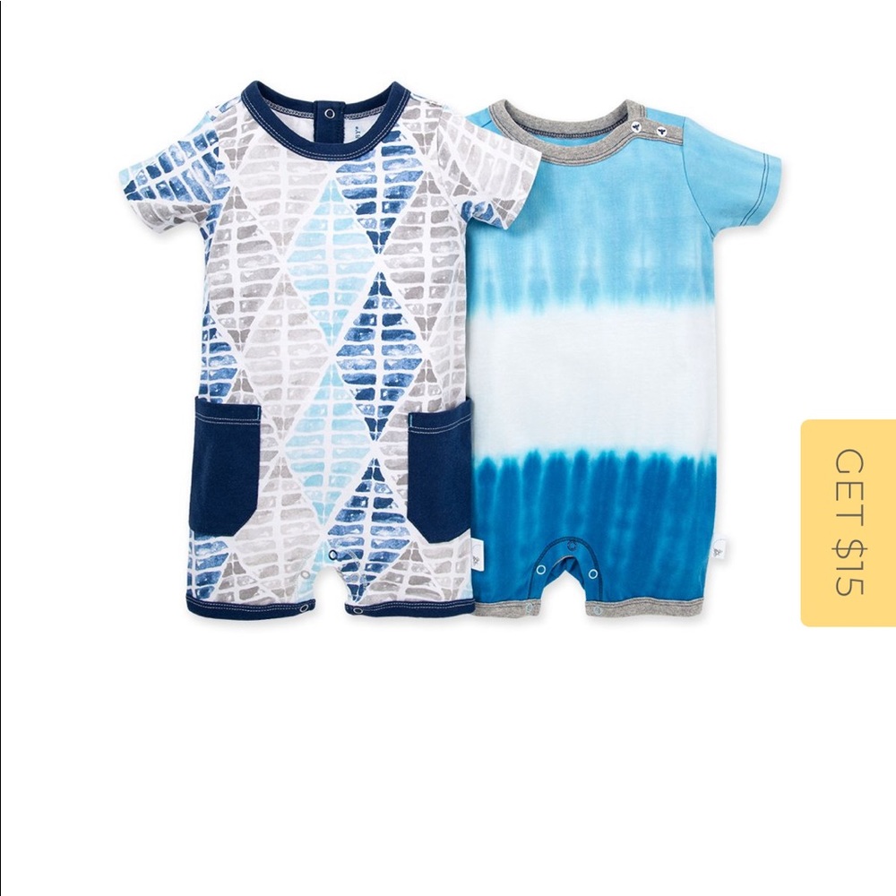 NWT 2 PK Burt’s Bees Organic Baby Romper 2 Pack